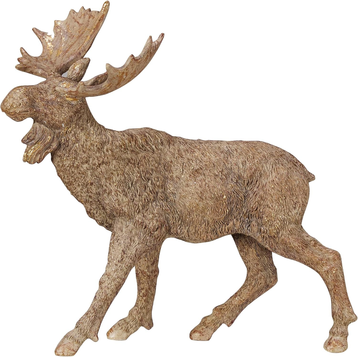 Creative Co-Op Resin Standing Moose with Antique Gold Finish