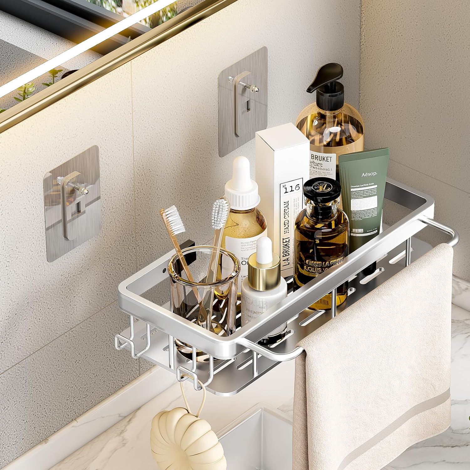RUITHOE Aluminum Shower Caddy 2 Pack No Drill Rustproof Organizer