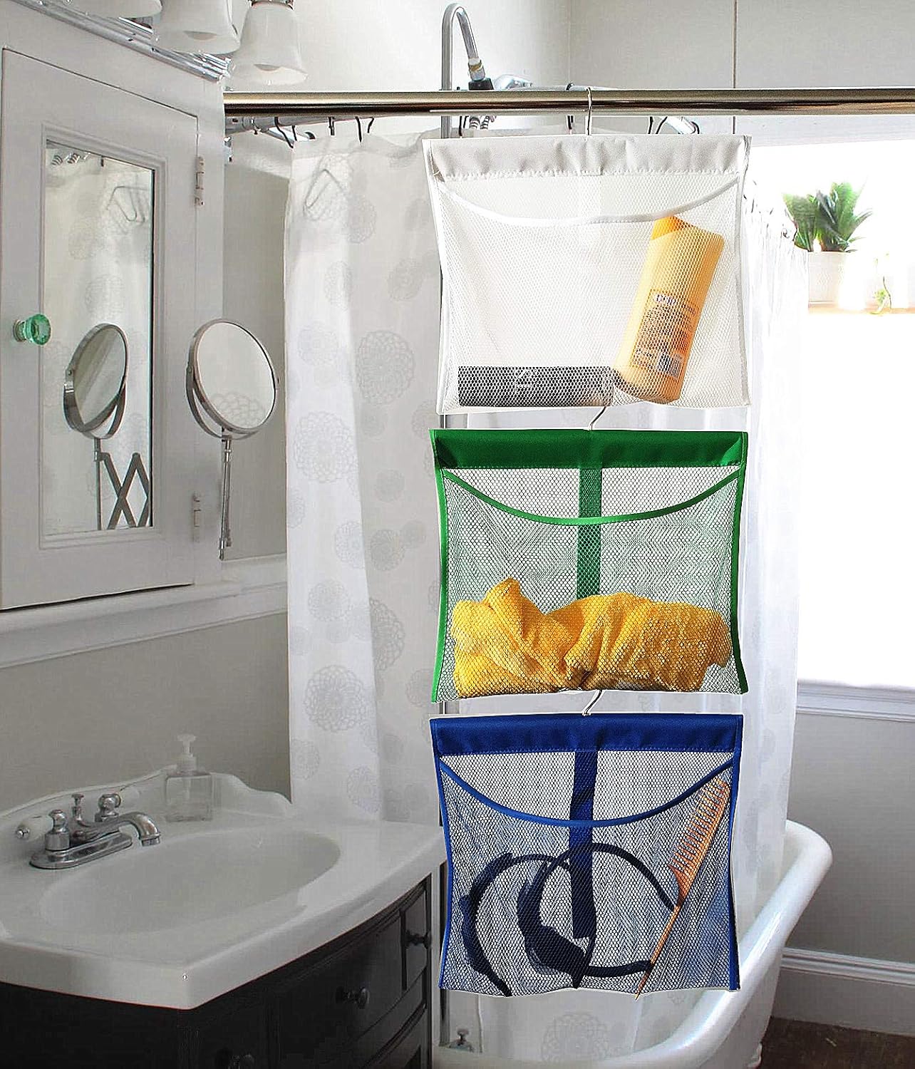 Dearjana Portable Mesh Shower Caddy with Rotatable Hanger