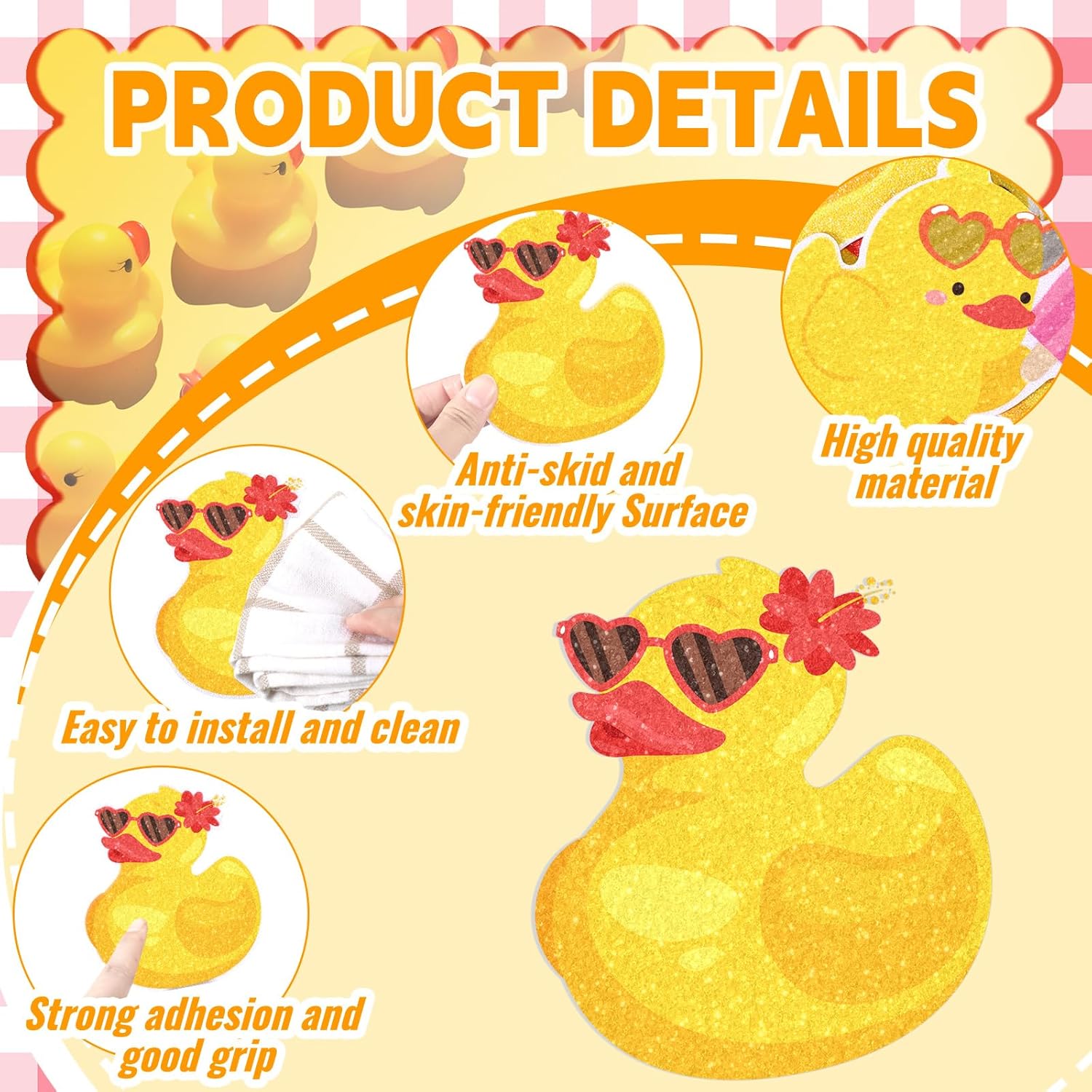 Yaomiao 24 Pcs Duck Non Slip Bathtub Stickers