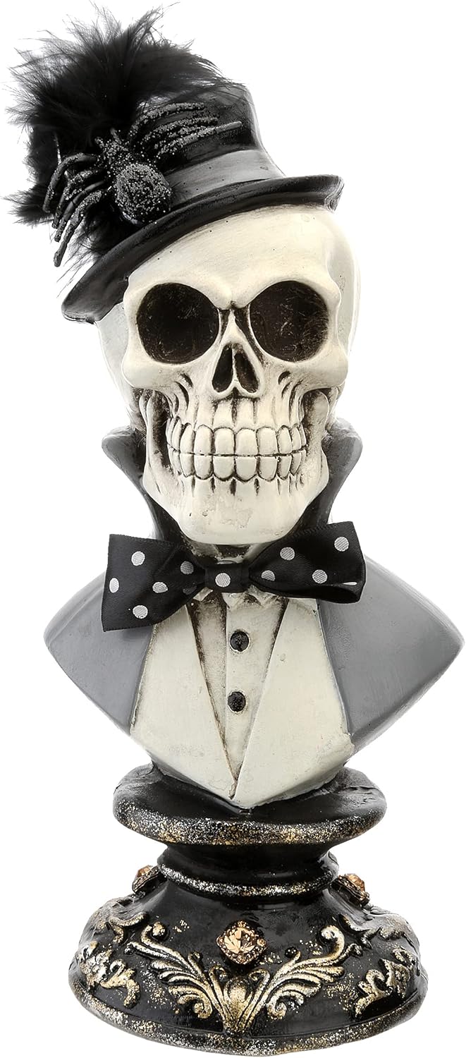 Male Skeleton Bust Halloween Decor 10 Inches