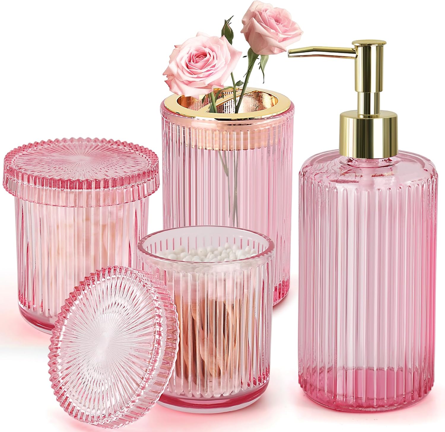 RYTOXILO Pink Bathroom Accessory Set 4 Pack 1
