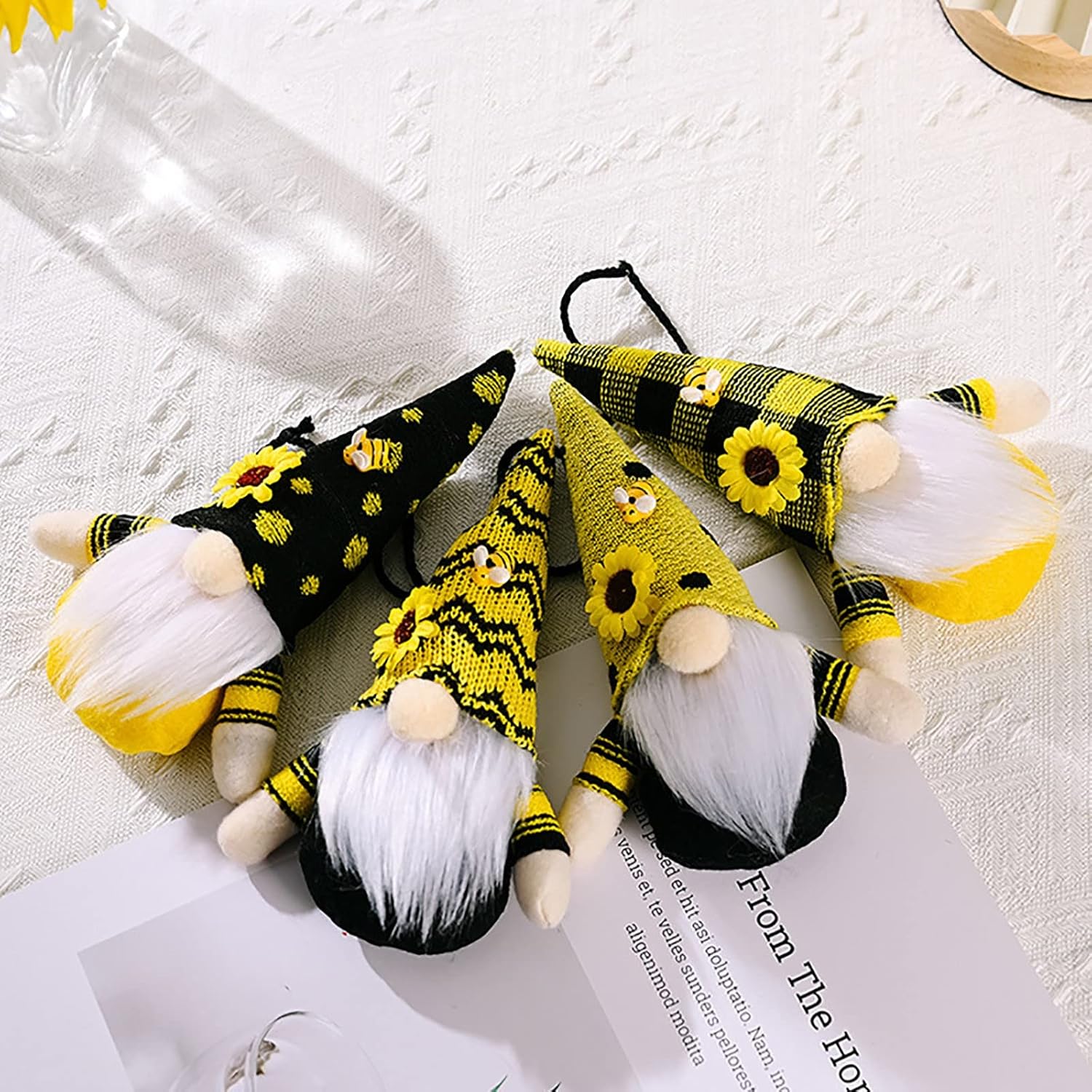 Mini Plush Sunflower Gnome Desk Statue Decor