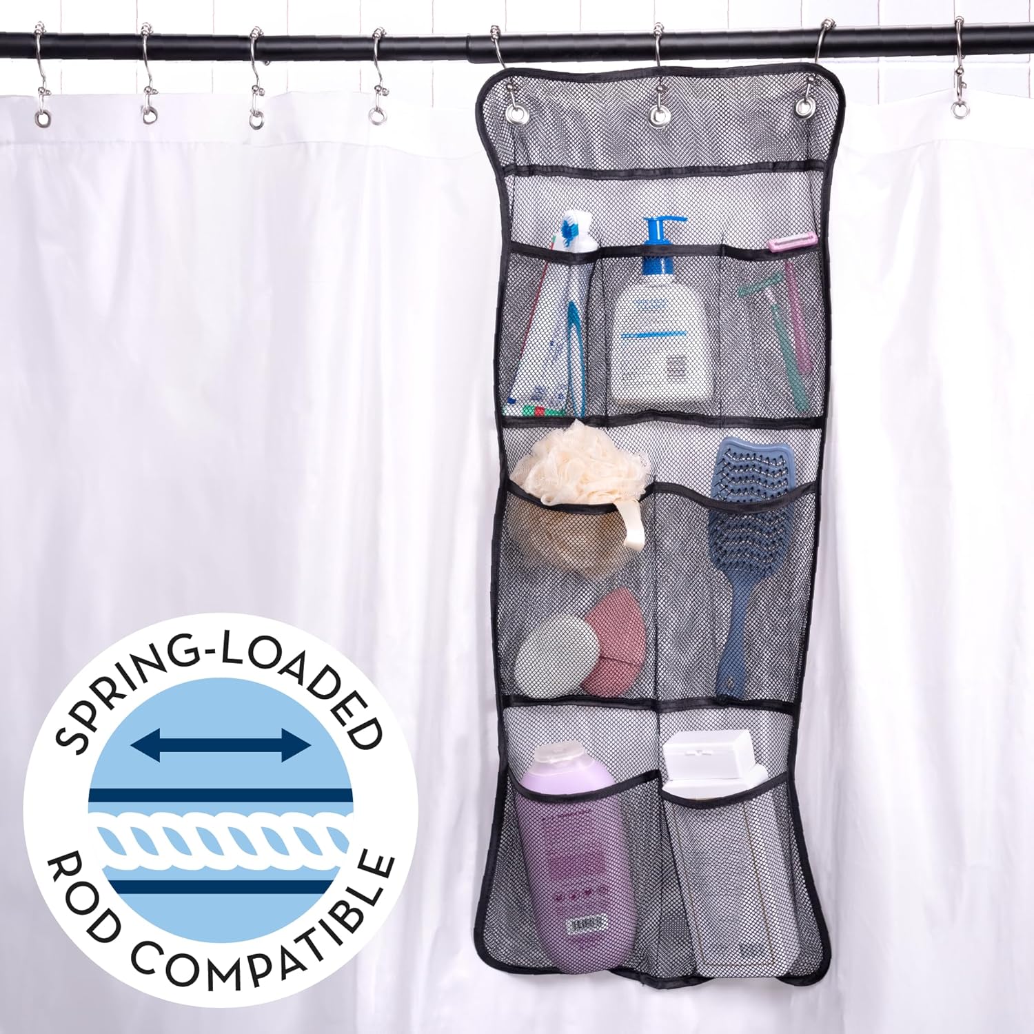 ST INC Shower Caddy - 14x30 Black 7 Pockets for Storage