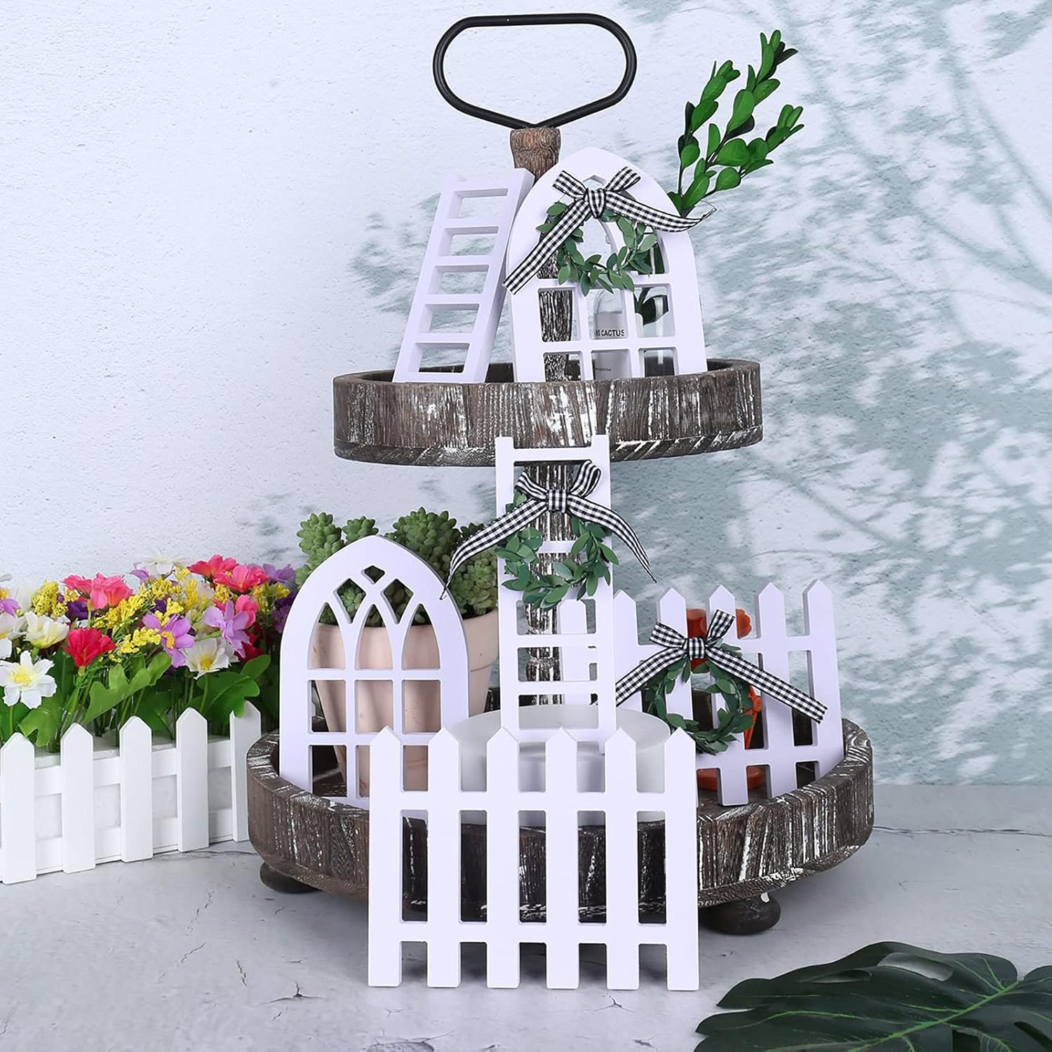Farmhouse Decor Statue -- Gold Black Design