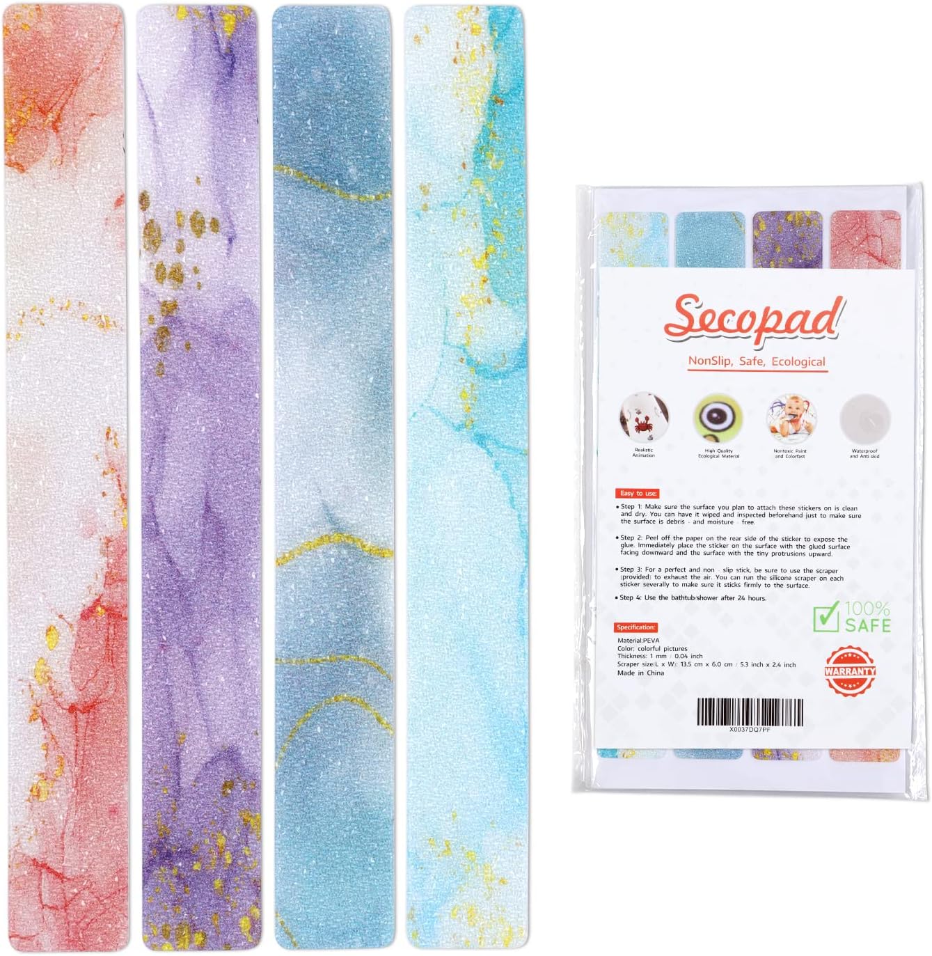 Secopad Anti-Slip Colorful Bathtub Strips 24 PCS