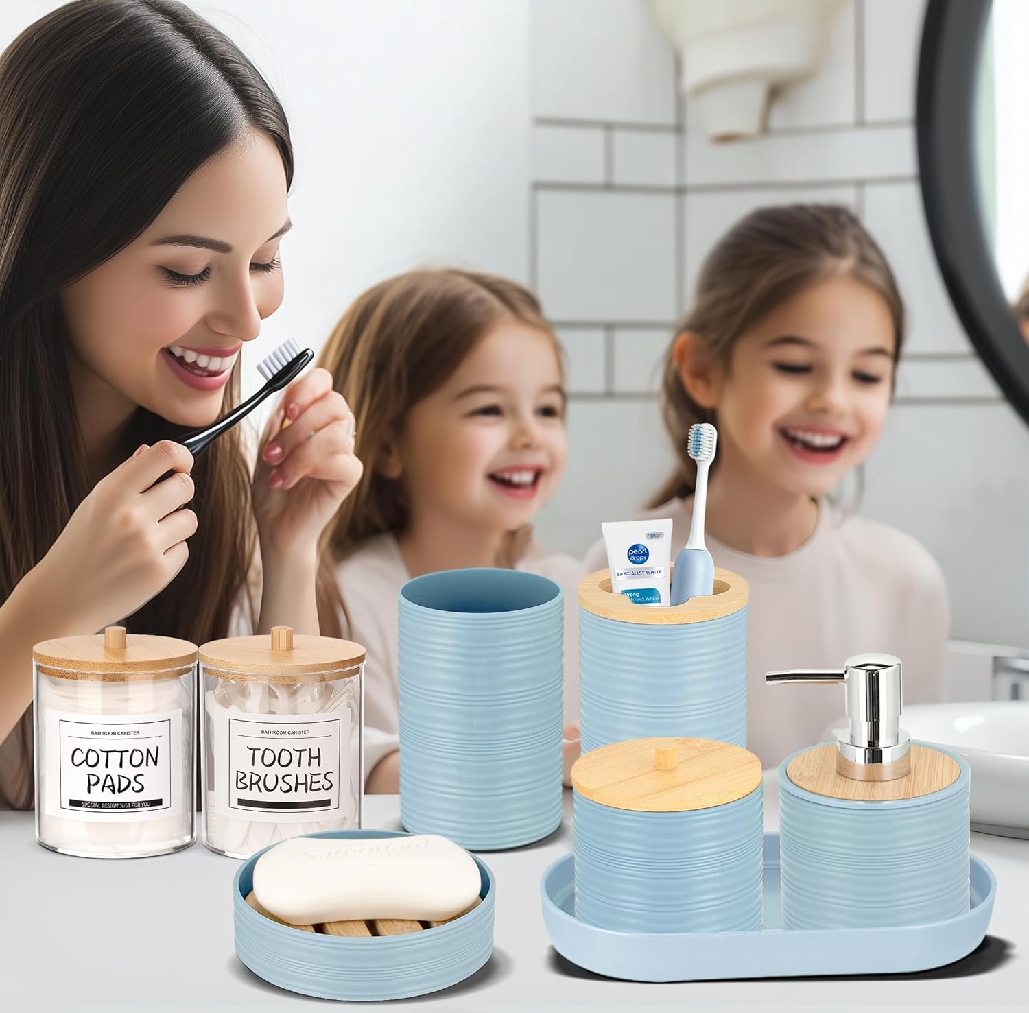 IMAVO 11Pcs Blue Bathroom Accessories Set