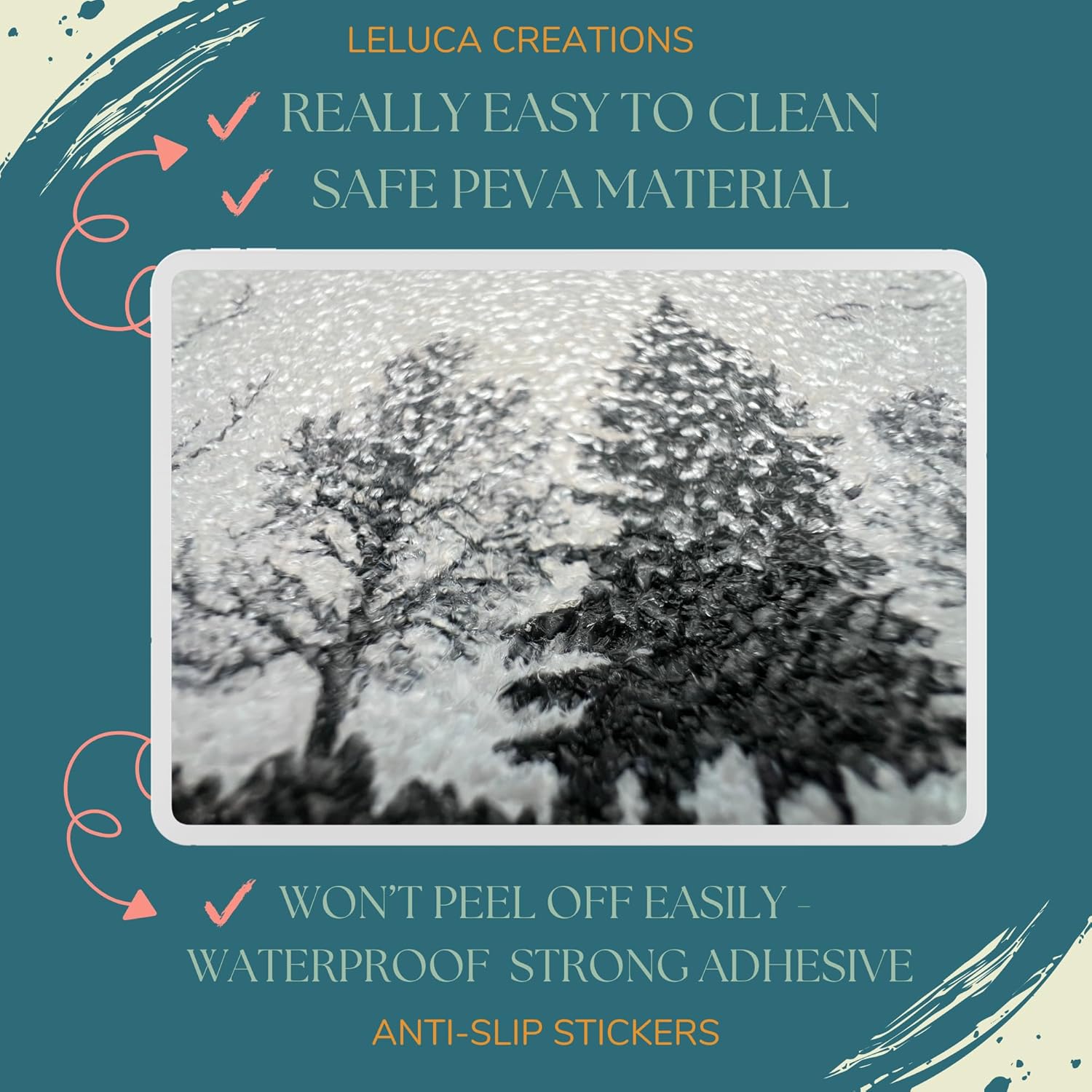 Non Slip Bathtub Stickers with Forest Silhouettes - 8 PCS Safety Appliques