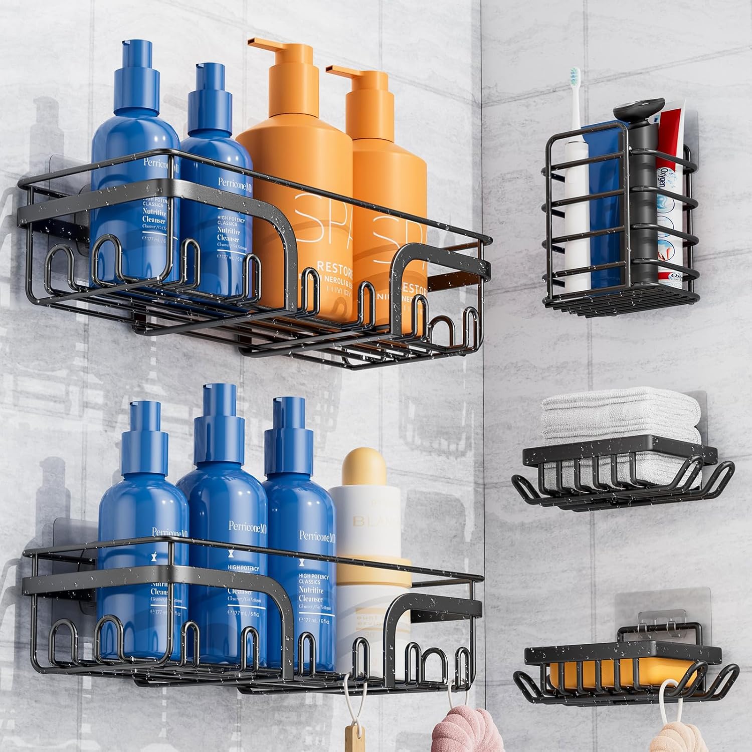 Hostaque 5-Pack Adhesive Shower Caddy Set