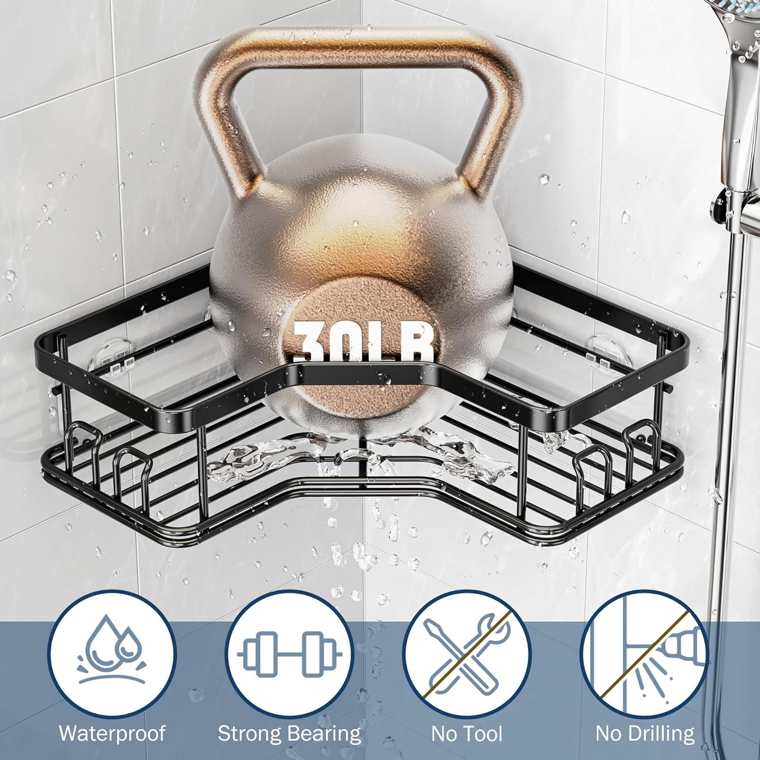 MAXIFFE 4 PCS Adhesive Shower Caddy Replacements
