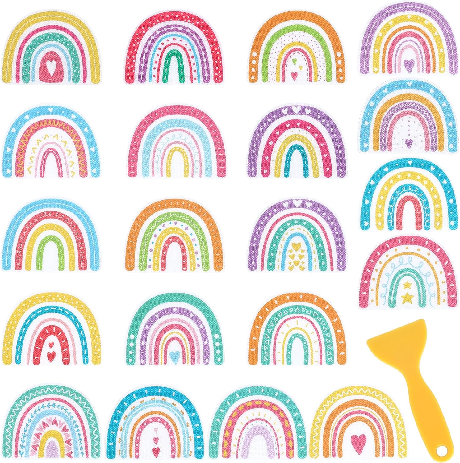 Whaline 20Pcs Boho Rainbow Non Slip Bath Stickers