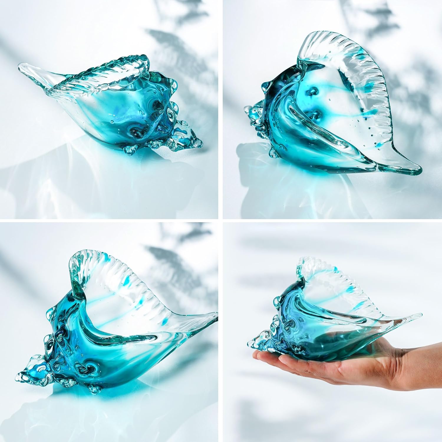 QFkris Hand-Blown Glass Conch Figurines