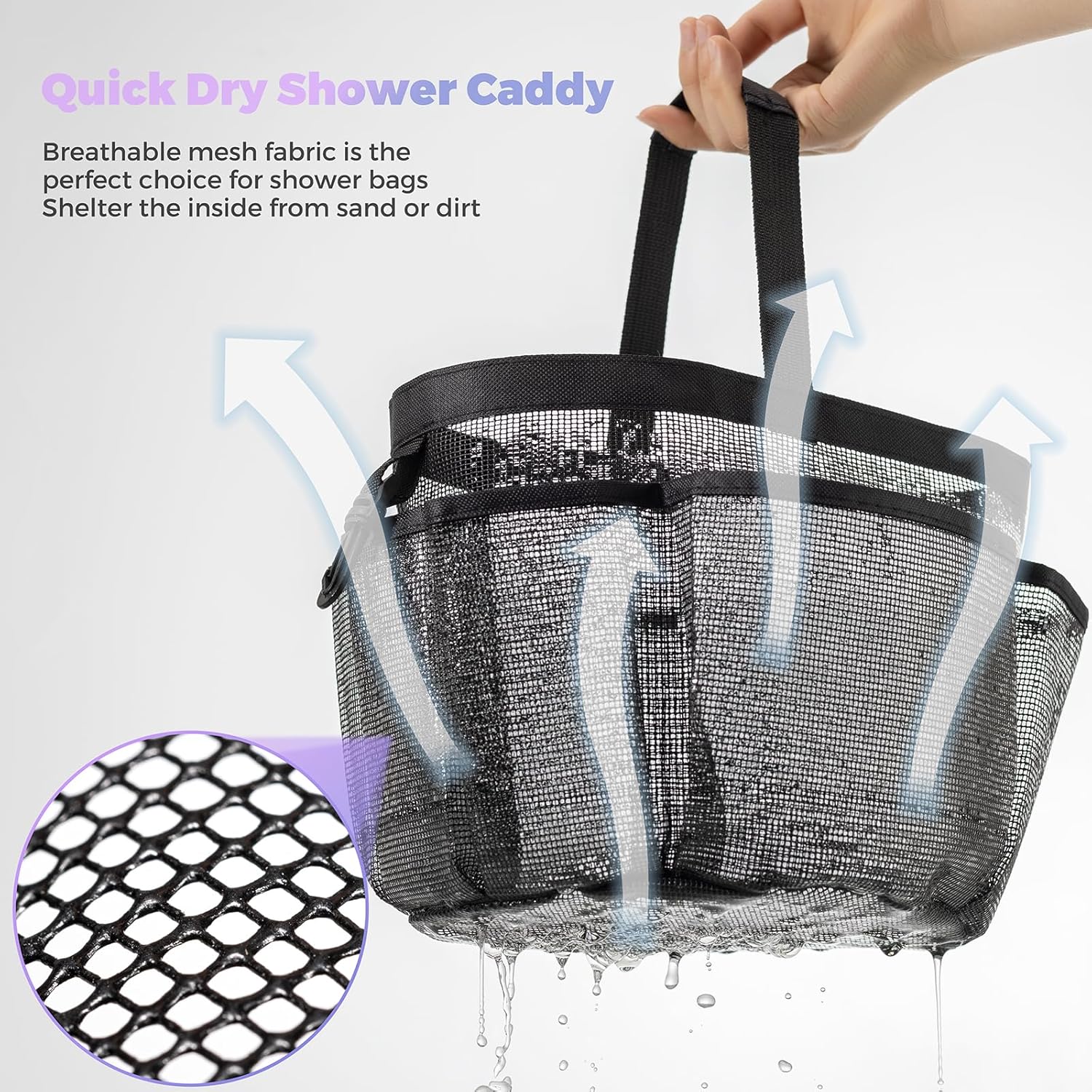 Mesh Shower Caddy Portable with 8 Pockets 1