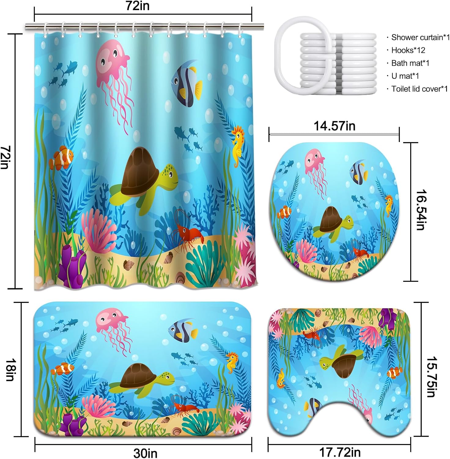 Lnond 4 Pcs Kids Bathroom Accessory Set