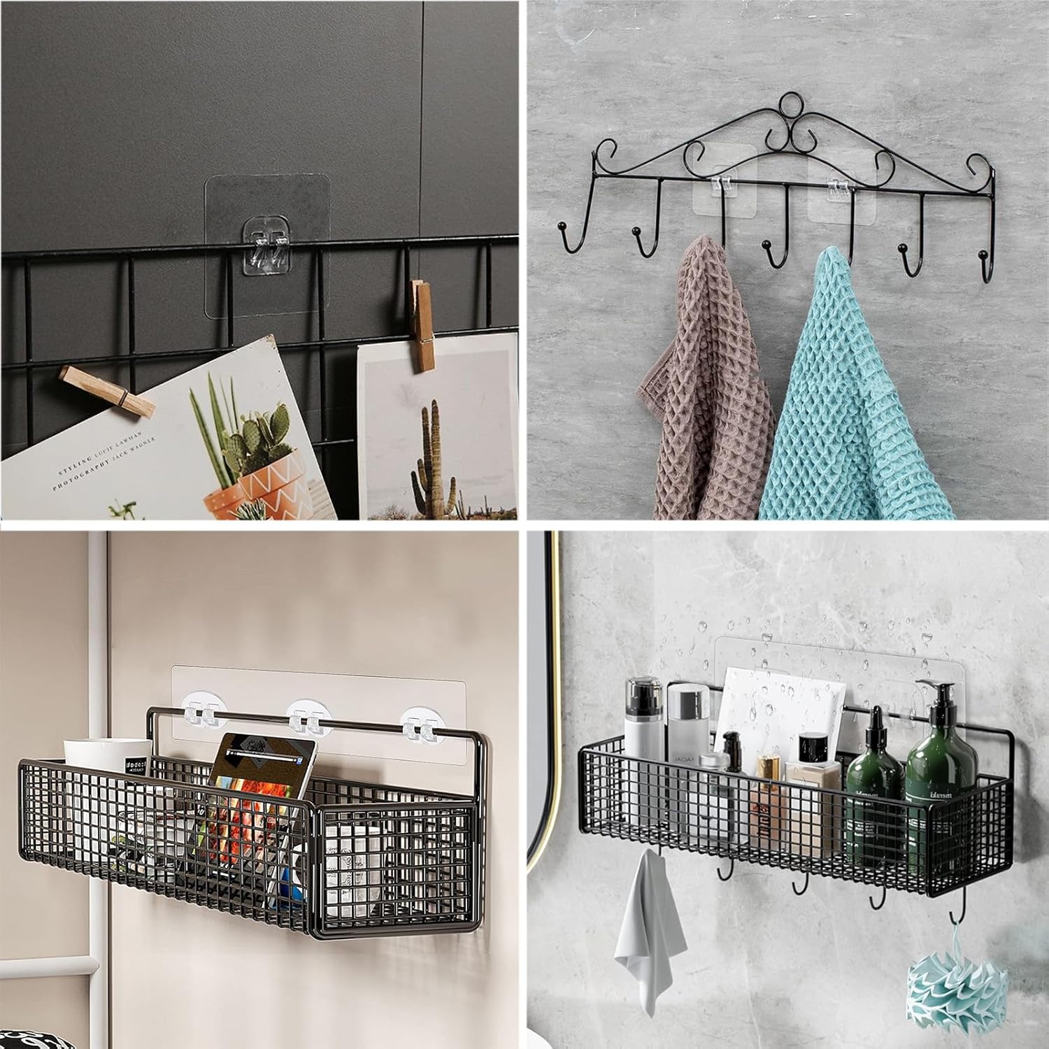 14-Pack Adhesive Shower Caddy Hooks No Drilling