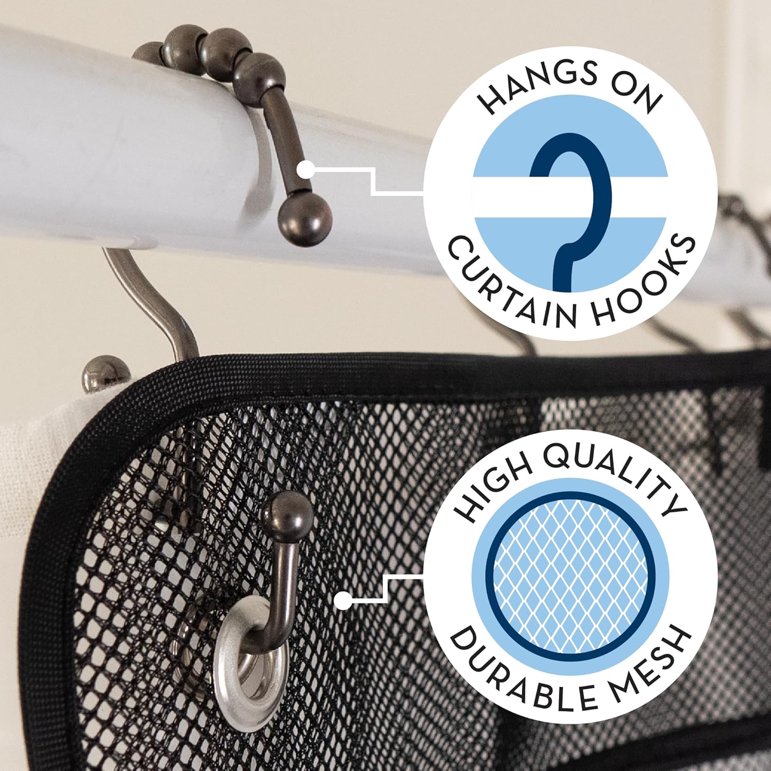 ST INC Shower Caddy - 14x30 Black 7 Pockets for Storage