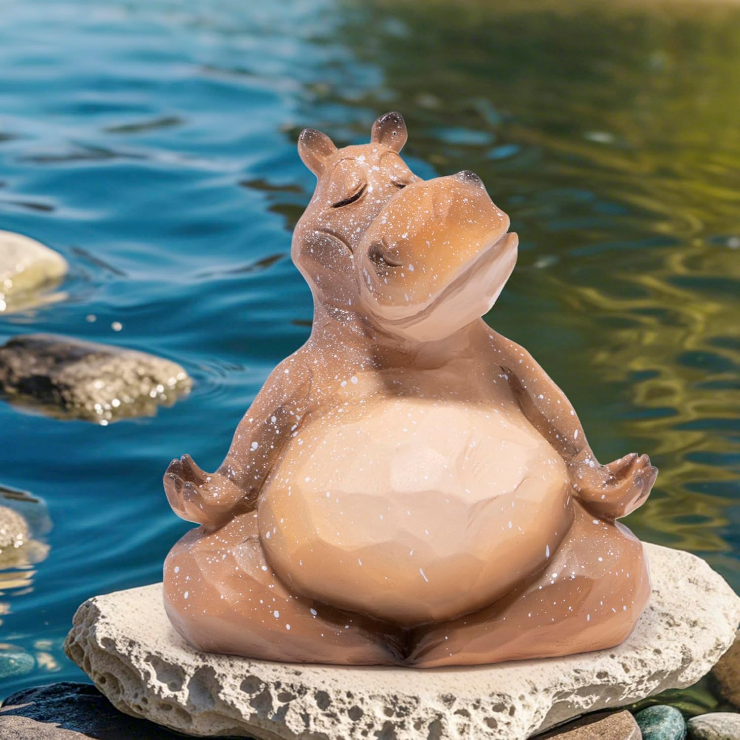 Hodao Yoga Hippo Statue for Home Decor