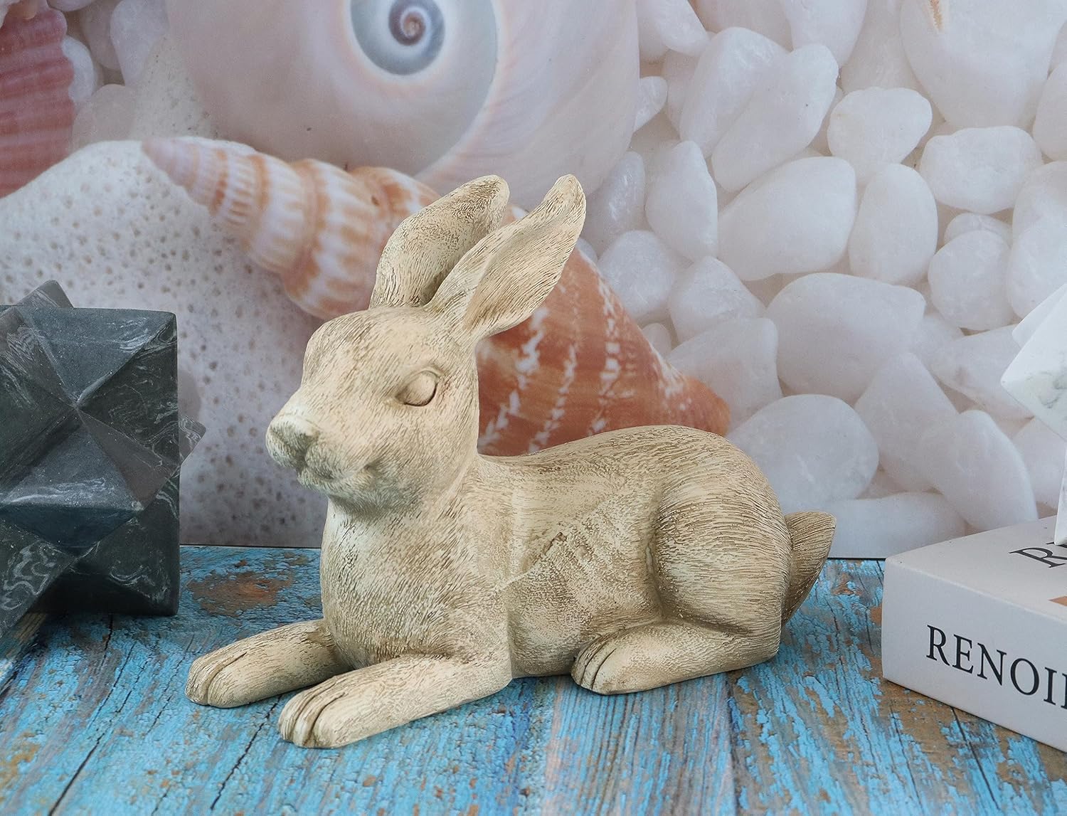 Hymmah Rabbit Statue Rustic Home Decor Sculpture