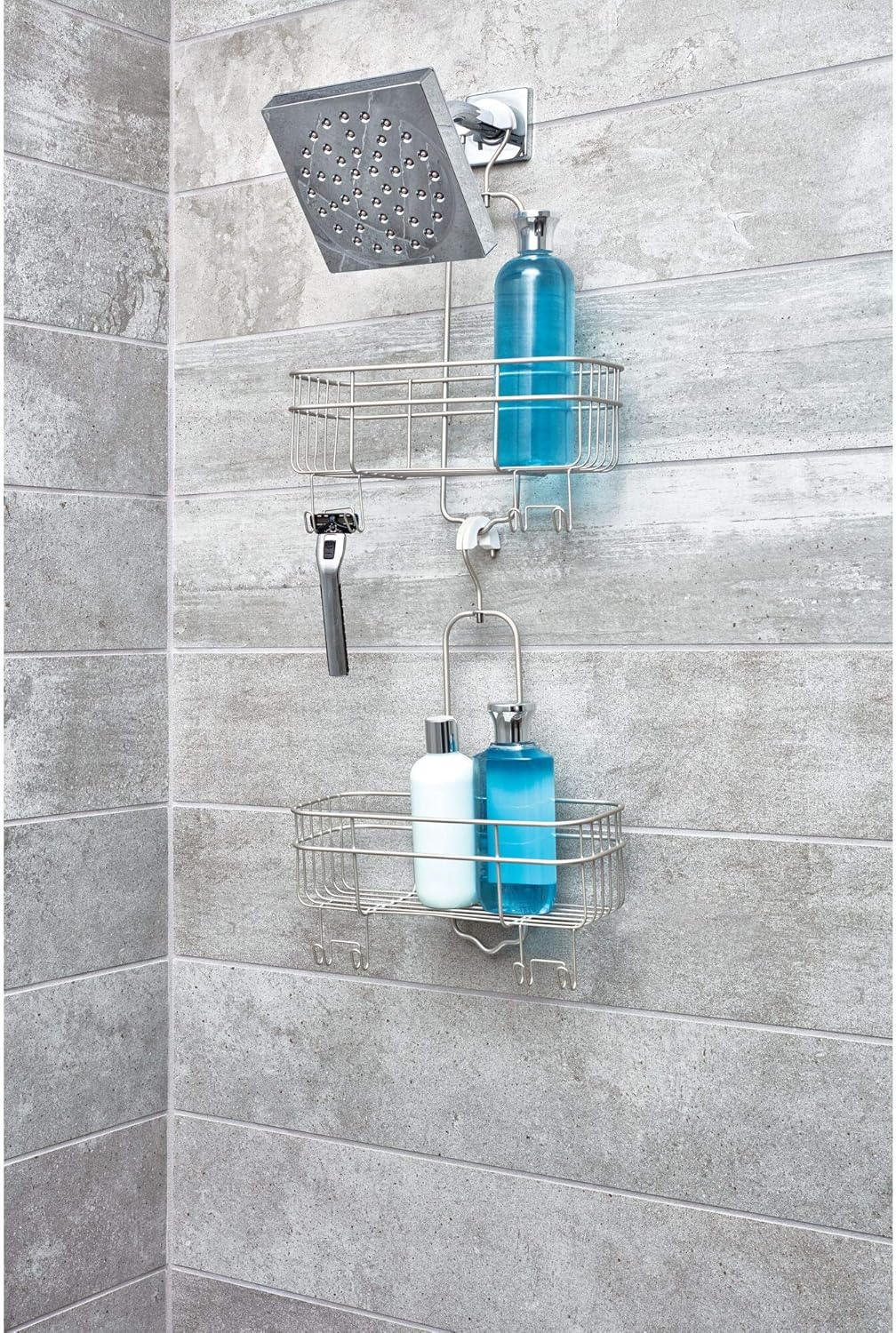 InterDesign Hanging Shower Caddy with Swivel Hook and Storage Basket