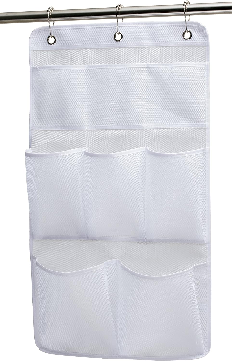 KIMBORA 8-Pocket Mesh Shower Caddy with 3 Rings