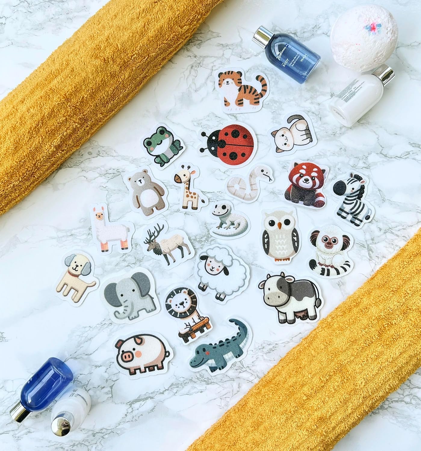 Non Slip Bathtub Stickers 21PCS Montessori Animal Applique