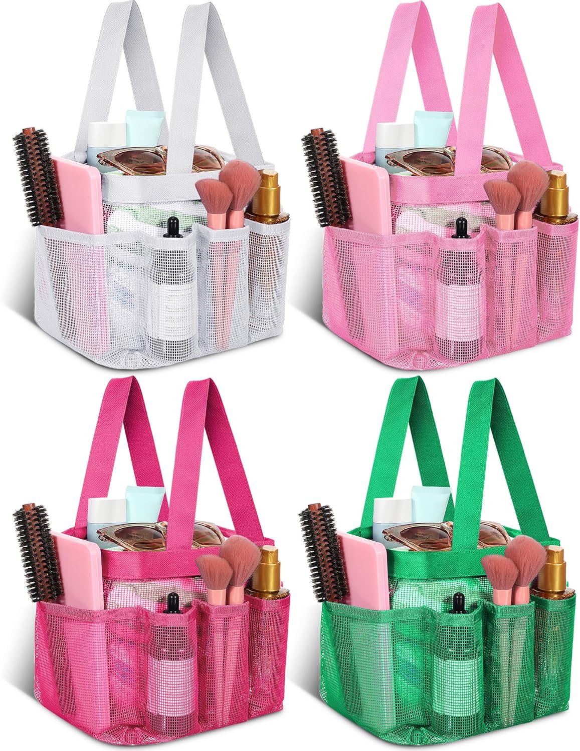 Hillban 4 Pcs Mesh Shower Caddy with 8 Pockets