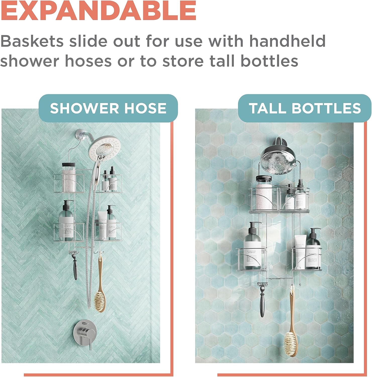 Zenna Home Chrome Expandable Over-The-Shower Caddy